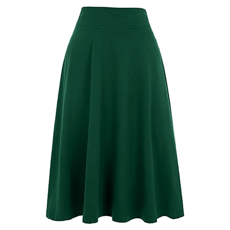 Plus Size Womens Midi Skirts High Waist A-line Skirt Elegant