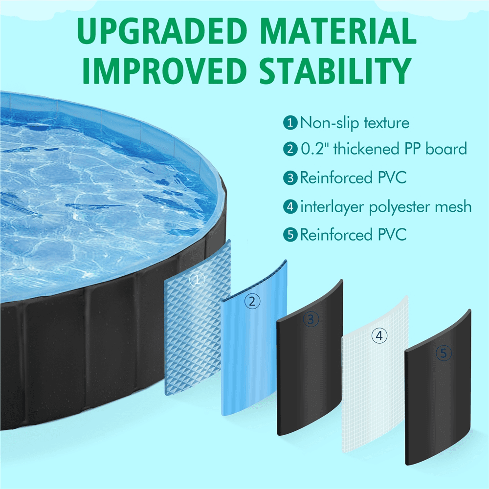 Alden Design Foldable Pet Pool for Garden Yard, 4XL, Black