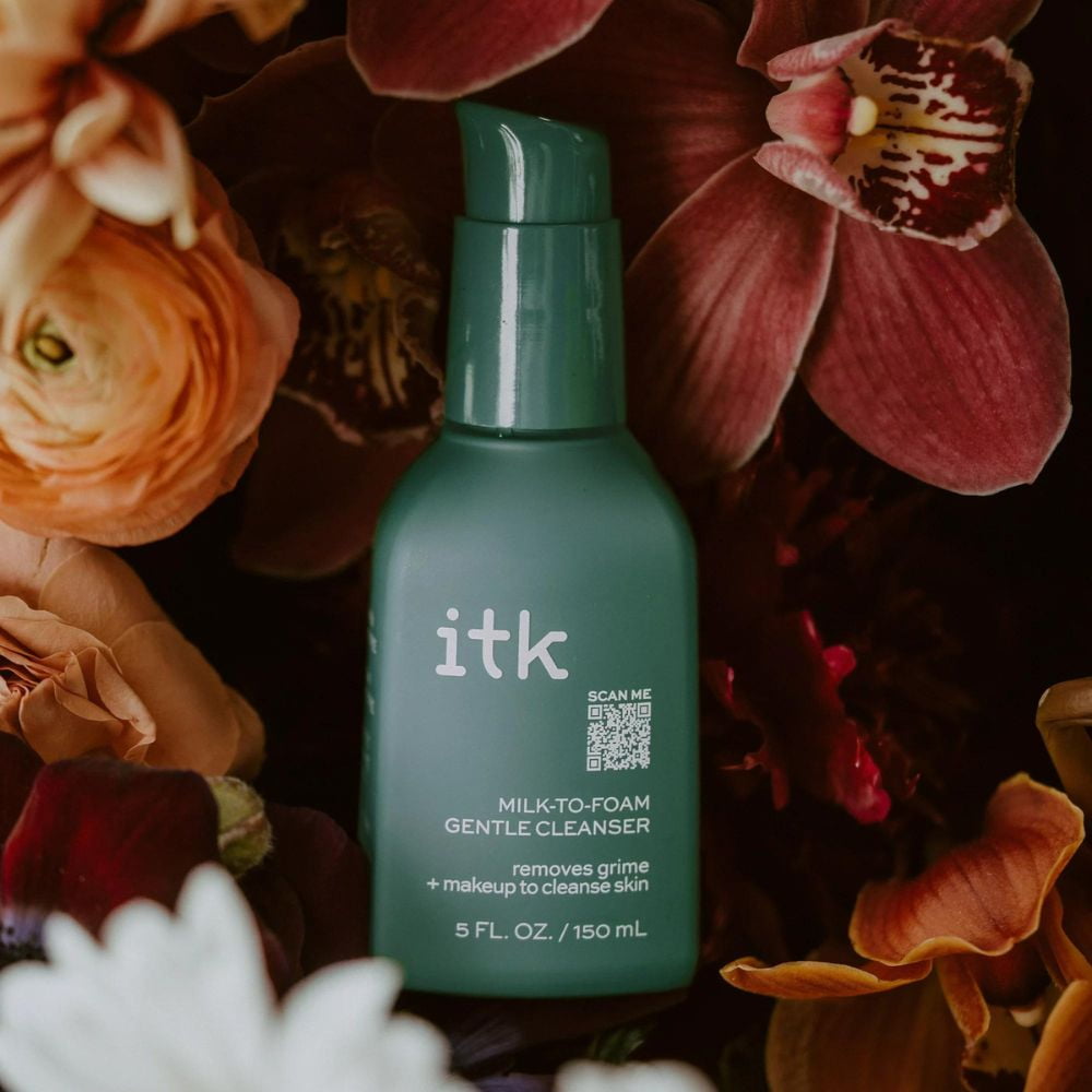 ITK Milk-to-Foam Gentle Cleanser, 5 oz + Prebiotic Gel Moisturizer for Acne Prone, 2 oz (Variety Pack)