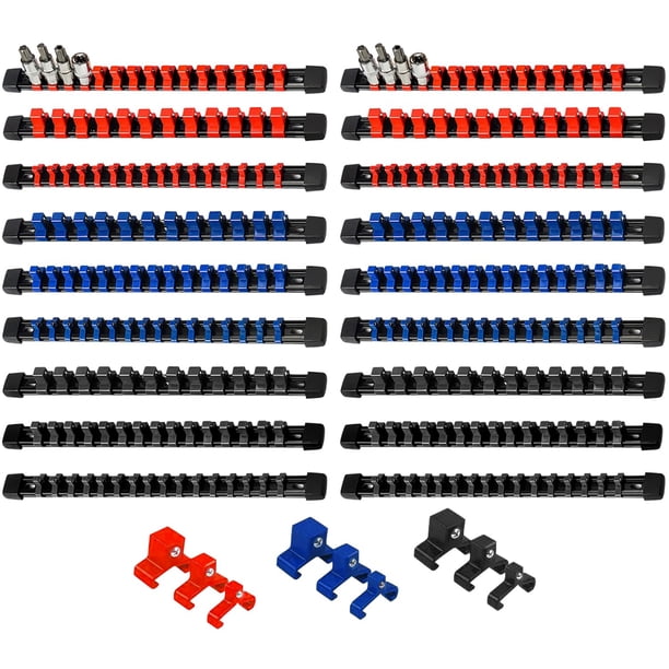 Organizador de enchufes AMM, 18 piezas, disco ABS de 1/2, 3/8 y 1/4 pulgadas