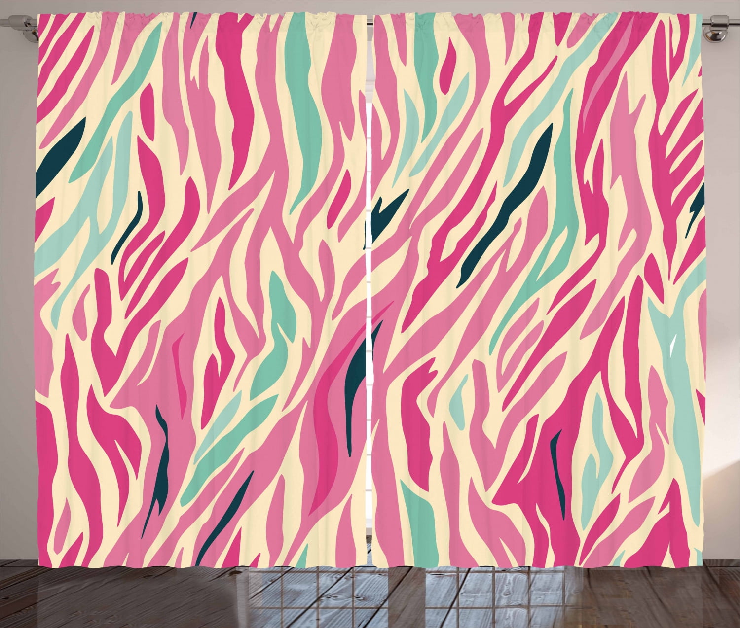 Pink Zebra Curtains 2 Panels Set Funky Fashion Pattern With