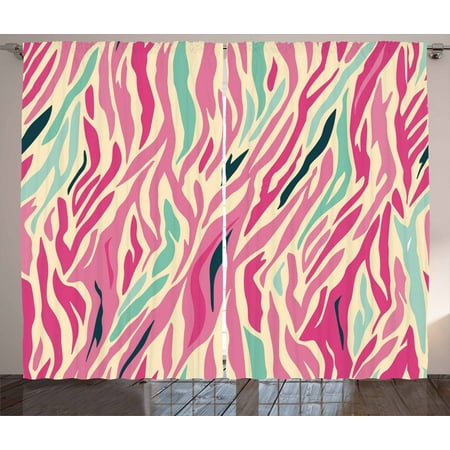 Pink Zebra Curtains 2 Panels Set Funky Fashion Pattern With