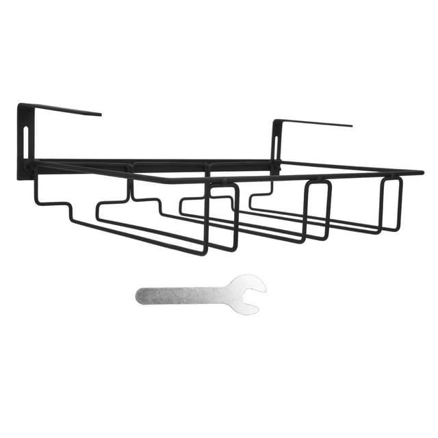 Estante de almacenamiento de vidrio ajustable, hierro, 3 ranuras debajo del gabinete, soporte para colgar copas de vino para barra de cocina
