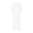 thumbnail image 5 of UVEASISHA Linen Sets for Women 2 Piece Comfy Loungewear 3/4 Sleeve V Neck Tops and Pants Matching Lounge Sets White S, 5 of 6