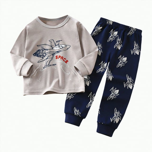 CAICJ98 Girls Pajamas Kids Baby Boy Soft Cartoon Prints Long Sleeve Sleepwear Tops Pants Outfits 2Pcs Toddler Boys Girls Pajamas,(Black,3-6 Months)