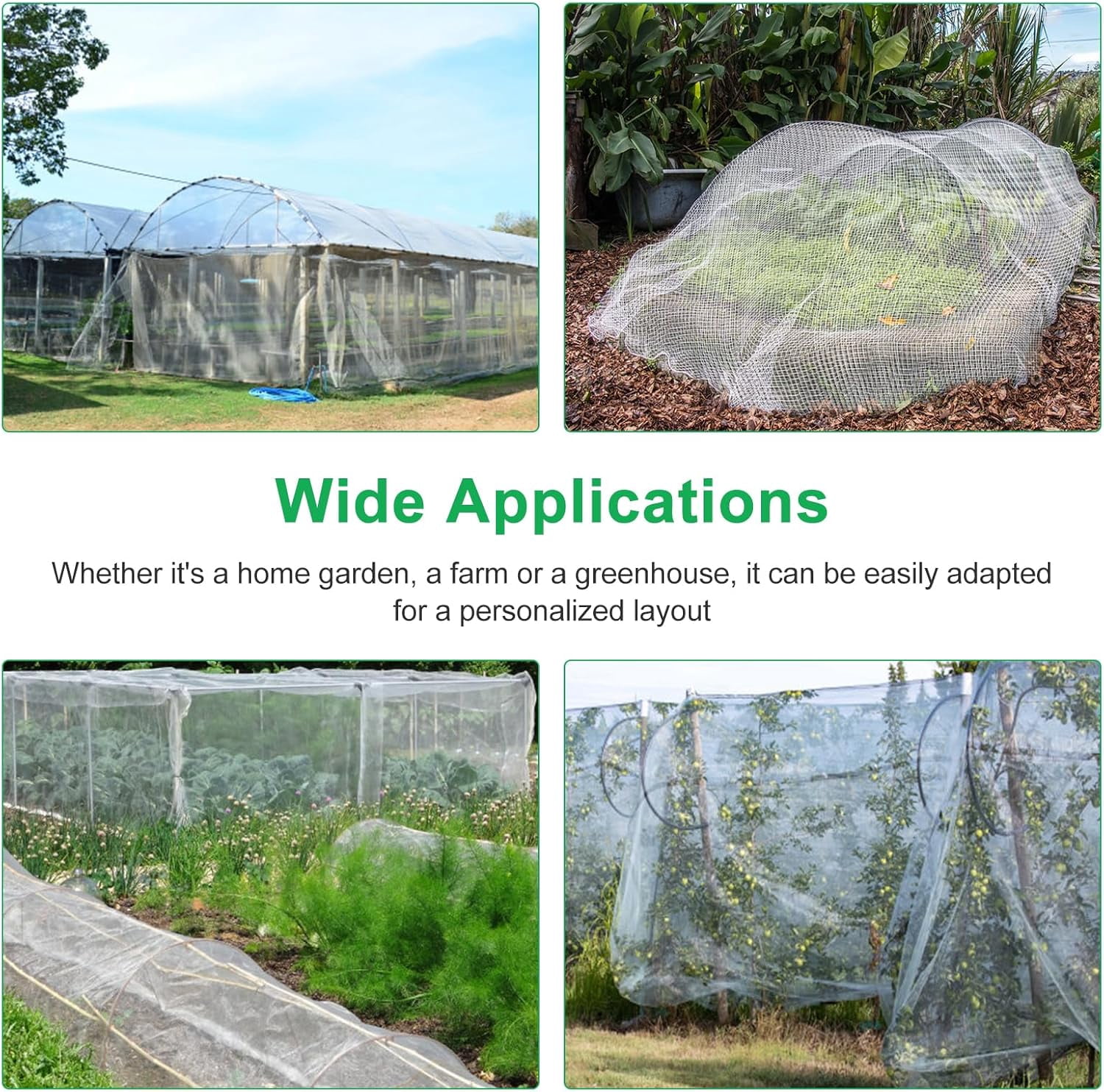 Garden Netting Mesh, Garden Netting Pest Barrier 10x50FT, Ultra Fine Plant Covers Net for Crops Vegetables Fruit Flower Protection, Row Covers Fabric Netting for Outdoor Patio Greenhouse Use