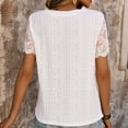 thumbnail image 5 of pimelu Womens Tops Blouses for Women Dressy Casual Elegant Lace Patchwork Trim Hollow out Tunic Tees Summer Casual Solid T-shirt Girls Round Neck Short Sleeve Shirts, 5 of 7