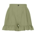 thumbnail image 6 of JINMGG Shorts for Women Clearance $5 Women's Fashion Solid Color Casual Wide Leg Ruffle Loose High Waist Shorts Pants Army Green L, 6 of 7