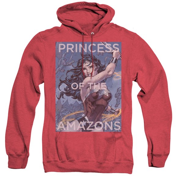 JLA Justice League Princess Of The Amazons Adult Heather Hoodie Sweatshirt Red