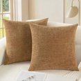thumbnail image 1 of Chenchen Throw Pillow Covers Decorative 20 X 20 Inches Pack of 2 Cozy Chenille Cushion Cases for Couch Sofa Bed Living Room Home Apricot Brown, 1 of 1