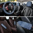 thumbnail image 4 of HUIACONG Blue Leopard Print Seat Covers for Cars for Women Full Set 14 Pcs Ca Seat Cover with Steering Wheel Cover Center Console Cover Seat Belt Covers Coasters Headrest Cover Keychain Universal Fit, 4 of 8