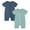 Navy Blue & Blue, variant on MYGBCPJS 2Pack Baby Bamboo Rayon Romper Pajamas Infant Toddler Short Sleeve Zipper Sleepsuit PJS0-24 Months