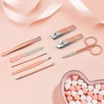 thumbnail image 3 of Juego de manicura, kit de pedicura profesional de acero inoxidable 8 en 1, kit de cuidado de tijeras para uñas con estuche de viaje de cuero rosa rosa, 3 of 5