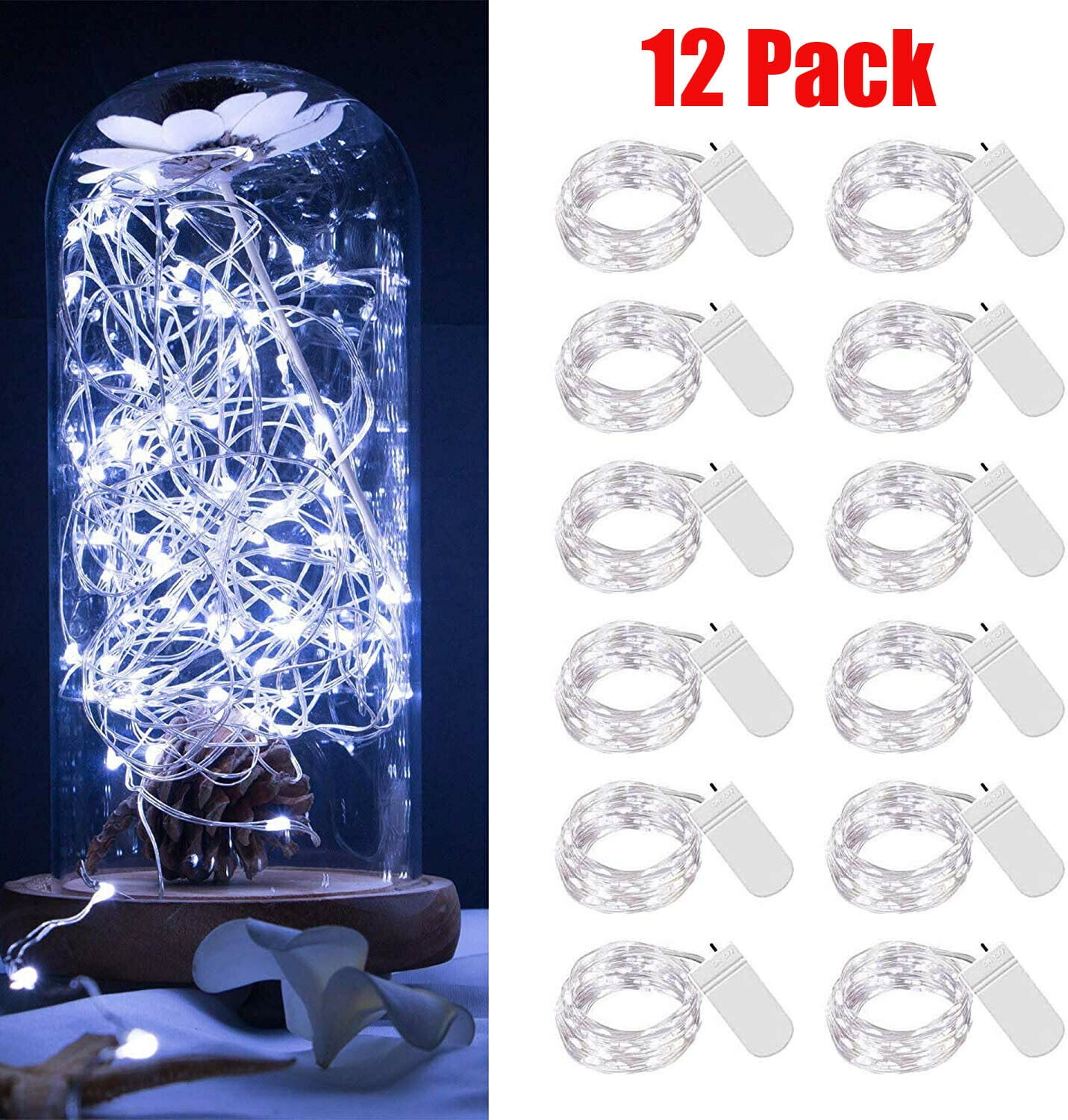 6 Pack 2M//6.6FT LED MICRO Silver Copper Wire String Fairy Lights Decoration