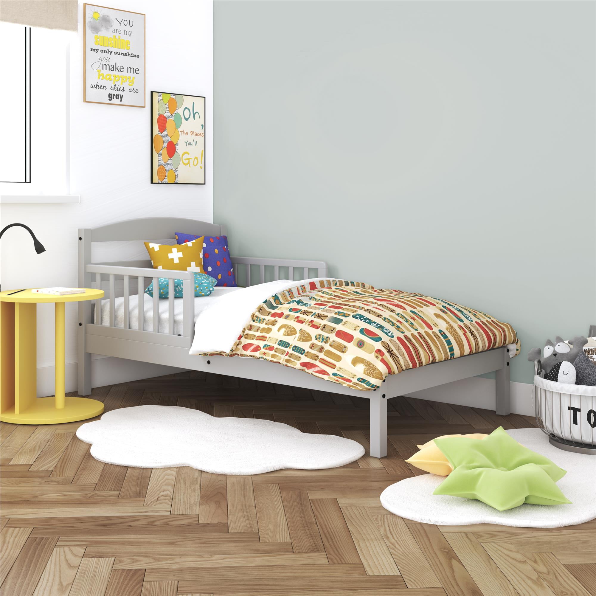 Baby Relax Jackson Kids Wood Toddler Bed with Safety Guardrails, Light