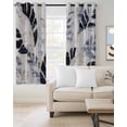 thumbnail image 2 of Navy Blue Palm Leaf Blackout Curtains for Bedroom Living Room Darkening Curtains 63 Inches Long Vintage Tropical Leaves Botanical Window Curtain 2 Panels Set Window Treatment Grommet Drapes 42"x63", 2 of 9