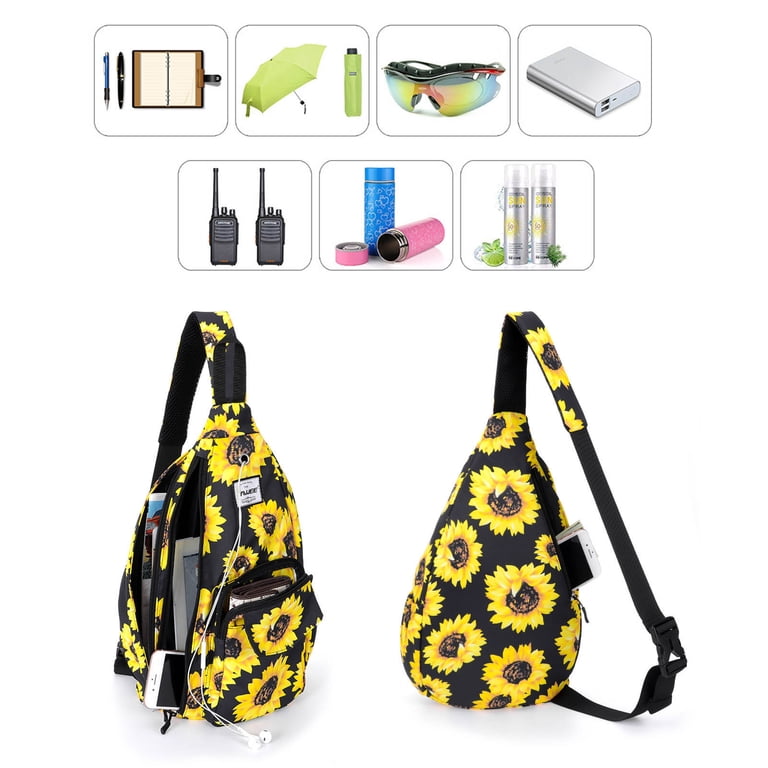 HAWEE Water-Resistant Sunflower Sling Backpack for Women Men  display picture 3
