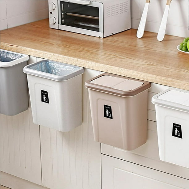 Bac à compost de cuisine intérieure scellé avec couvercle pour les déchets  alimentaires Petite poubelle de cuisine avec couvercle suspendu pour porte  d'armoire de cuisine ou sous évier 9L Blanc