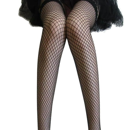Elenxs Women  s Fishnet Thigh-High Stockings Stockings Lace Top Lingerie Knee High Socks