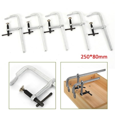 Silver + Black 5X F-Style Welding Bar Clamp Industrial Quality Forged Solid Steel Heavy Duty