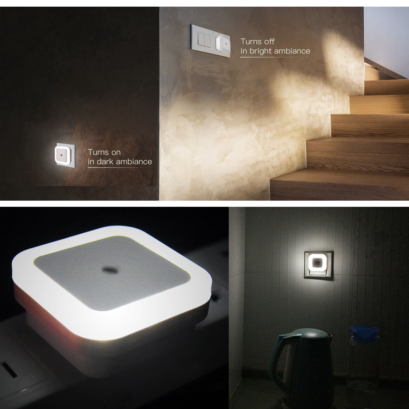6pcs Auto Light Sensor LED Room Night Light Smart Plug in Wall Lamp for Home Bedroom Kitchen - image 4 of 8
