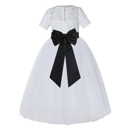 

White Floral Lace Vintage Flower Girl Dresses Special Occasions LG2T