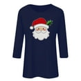 thumbnail image 4 of Gamivast Women's Christmas Tops Holiday 3/4 Length Sleeve Merry Christmas Shirt Santa Graphic Trendy Tee Tops Xmas Party Crew Neck Winter Fashion Pullover 3XL, 4 of 5