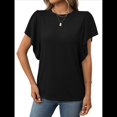 thumbnail image 1 of Camisas Formales Informales de Negocios para Mujer, Camisas de Verano, Mangas , Cuello Redondo, Mangas de Hoja de , Trajes 2025 Negro XXL, 1 of 9