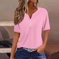 thumbnail image 2 of Wlynlyn Womens Tops Short Sleeve Shirts Button down V Neck T Shirts Plus Size Blouses Solid Color Tees, 2 of 5