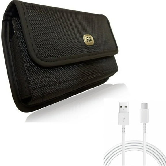 Case Belt Clip w 10ft USB-C Cable for Samsung Galaxy S22 Plus,S22 S21 FE 5G - Rugged Holster Canvas, Type-C Charger Cord Power