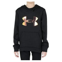 Under Armour Girls Armour Fleece Logo Hoodie in Black Iridescent Size Small