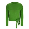 thumbnail image 5 of Iyufng Sweaters for Women Crewneck Long Sleeve Front Tie Bow Casual Solid Color Pullover Knitted Jumper Tops Green,M, 5 of 9