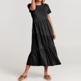 thumbnail image 1 of Fshaion Robe d'Été pour Femmes 2024 Grande Taille Décontractée Col Rond Manches Courtes Taille Haute Robe Liquidation Moins de 10!, 1 of 9