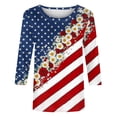 thumbnail image 5 of JOANKDMI Women's American Flag Shirts 3/4 Sleeve 4th of July Independence Day Crew Neck Tops Patriotic Holiday Festival Fashion T Shirts, 5 of 7