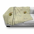 thumbnail image 3 of Honey Bee Soft Flannel Fleece Throw Blanket, Buzzing Flies Forming a Heart Drawn by Hand, Cozy Plush for Indoor and Outdoor Use, 50" x 70", Pale Yellow Champagne, by Ambesonne, 3 of 6