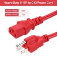thumbnail image 4 of Uxcell 6ft 18 AWG Red 18/3 Universal Power Cord C13 to NEMA 5-15P 10A 125V 3-Prong Extension Power Cord, 4 of 5