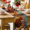 thumbnail image 2 of Christmas Table Runner Santa Claus Sleigh Reindeer Table Runners Winter Landscape at Night Cotton Linen Dresser Scarf Kitchen Dining Table Decor for Christmas Holiday Party Decor 13x90 Inch, 2 of 9