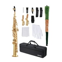 VEVOR Straight Soprano Saxophone, B Flat, Brass Saxophone Beginner Kit with Carrying Case, Mouthpiece, Cleaning Cloth Rod, Gloves, Neck Strap, 23 Keys Soprano Sax Kit, for Beginners Students, Gold