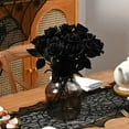 thumbnail image 3 of 10 Pcs Fake Roses Artificial Flowers with Long Stems, 15'' Black Faux Silk Roses Bouquet for Floral Arrangement Wedding Centerpiece Party Home HalloweenDecorations, 3 of 5
