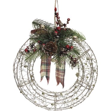 Alpine 11 In. 10-Bulb Warm White LED Gold Mesh Prelit Christmas Wreath CIM228HH