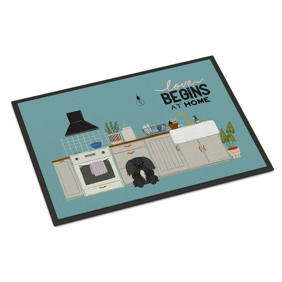 Black Pekingese Kitchen Scene Indoor or Outdoor Mat 24x36 CK7811JMAT