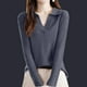 thumbnail image 1 of Suéteres de cachemira Wancir para mujer, jersey de lana merino 100 %, manga larga, cuello en V, jersey de punto ligero, 1 of 3