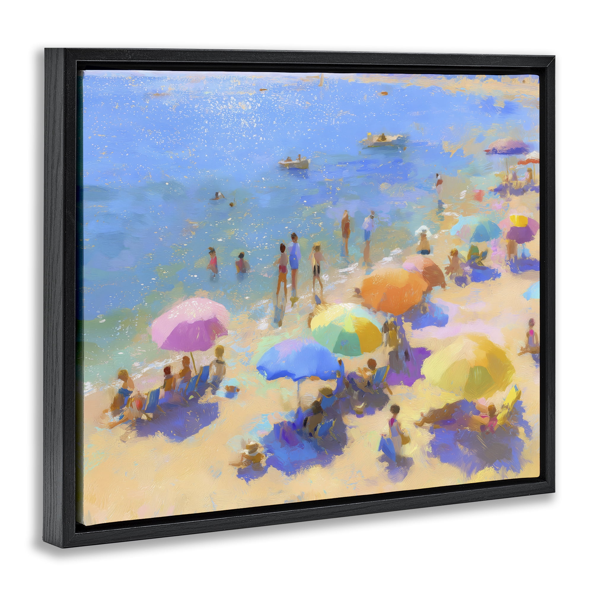 Stupell Industries Colorful Day at Beach Black Framed Floater Canvas Wall Art, design by LSR Design Studio