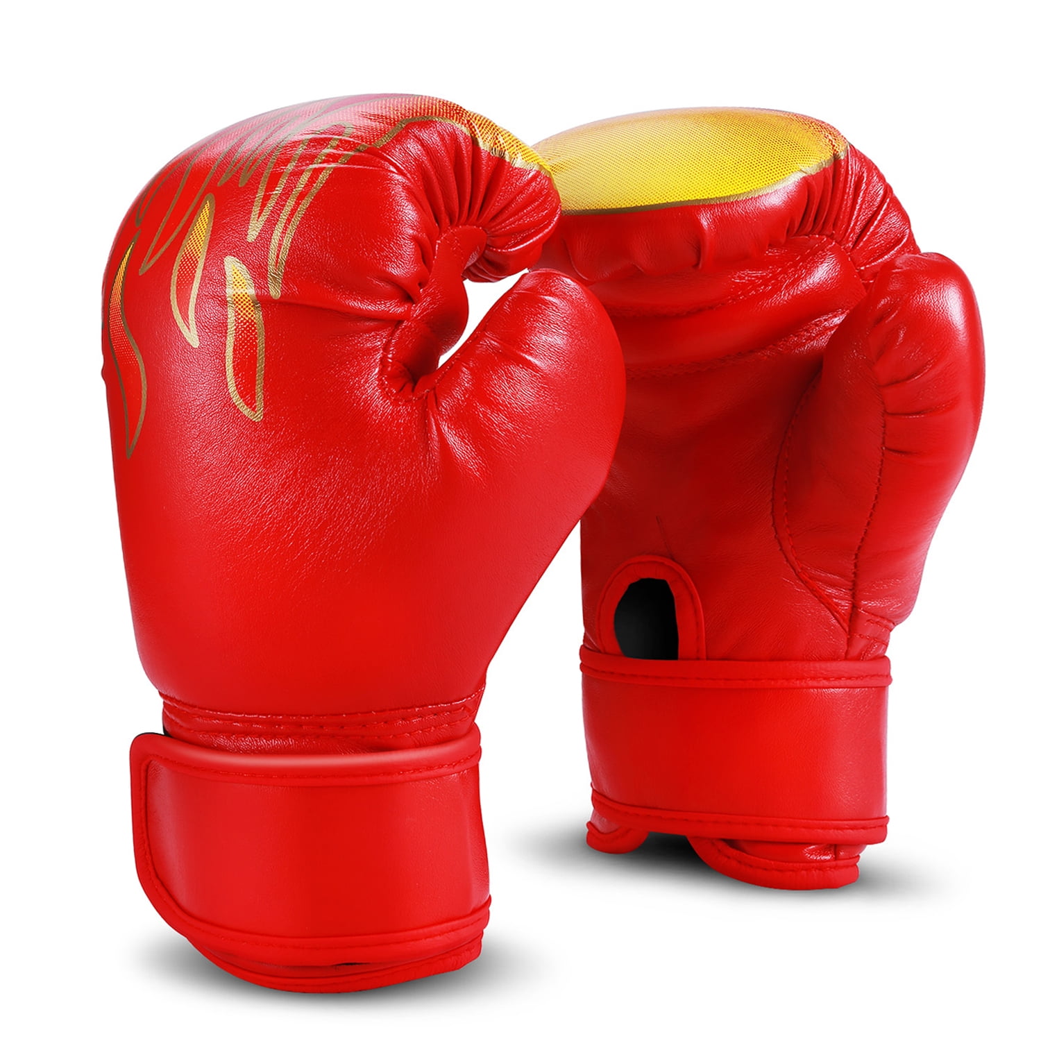 Black UK 2pcs Boxing Fighting Gloves Kids Breathable Sparring Flame Gloves 