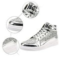 thumbnail image 4 of Mens Glitter Sparkly Shoes Sequin Boots High Shiny Top Sneakers (Silver 7), 4 of 8