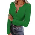 thumbnail image 2 of pstuiky Women Shirts Trendy V-Neck Long Sleeve Fashion Clothing Comfort Loose Fit Solid Color Athletic Shirts Women'S Workout Tops, 2 of 9