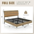 thumbnail image 3 of Feonase Full Floating Bed Frame with LED Lights & Charging Station, Platform Bed with Wooden Storage Headboard, Steel Slats Support, No Box Spring Needed, Easy Assembly, Noise-Free,Oak, 3 of 7