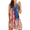 thumbnail image 2 of Dvkptbk Robes Drapeau Américain pour Femmes Été Plage Sans Manches Robe d'Été Évasée Décontractée Ample Robe T-Shirt - Soldes d'Été Liquidation, 2 of 5