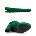 thumbnail image 4 of BLISSFUL STEP Platform Round Toe Zipper Slouch Chunky Heel Over the Knee Boots Green 9.5, 4 of 7