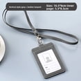 thumbnail image 1 of Neutral Minimalist Style PU Leather Protective Sleeve for ID Card Work Badge Student School Name Tag Lanyard Buckle Home Use, 1 of 5